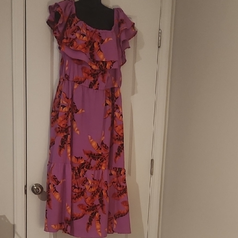 Floral Ruffle Purple Dress